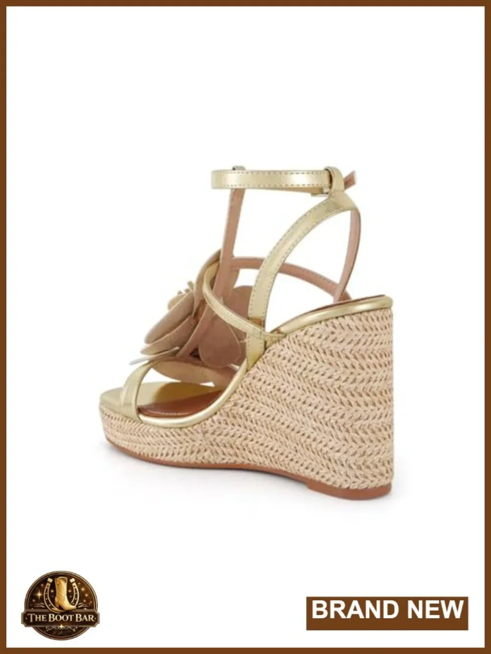 Raffia Wedge Sandals with Floral Pattern and Ankle Wrap